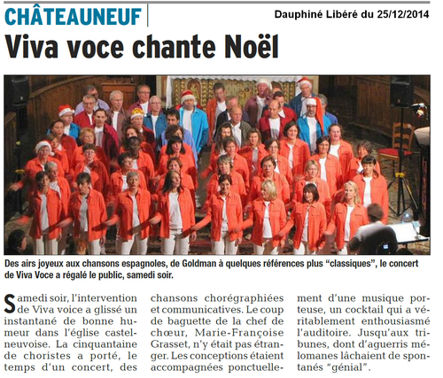 Chorale Viva Voce Chambéry - Groupe vocal choeur mixte adulte - Événements, actualités - article du blog - La chorale à châteauneuf