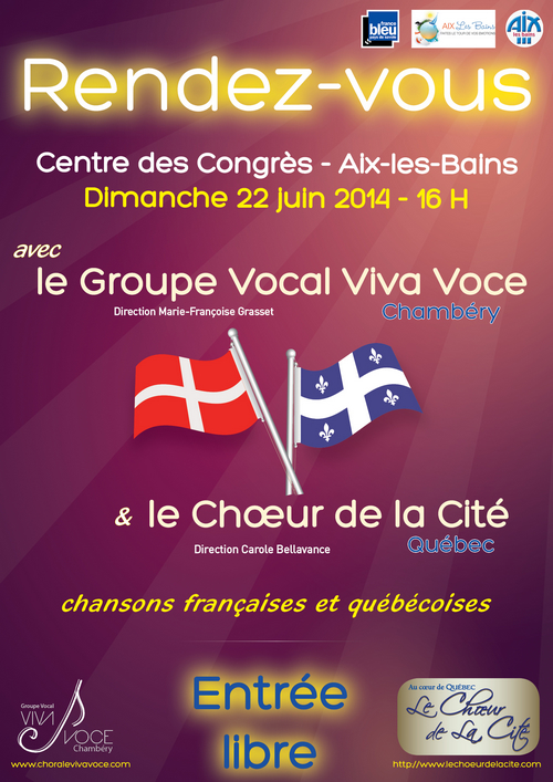 Chorale Viva Voce Chambéry - Groupe vocal choeur mixte adulte - Événements, actualités - article du blog - 2 Rendez-vous avec Le chœur de la cité (Québec)