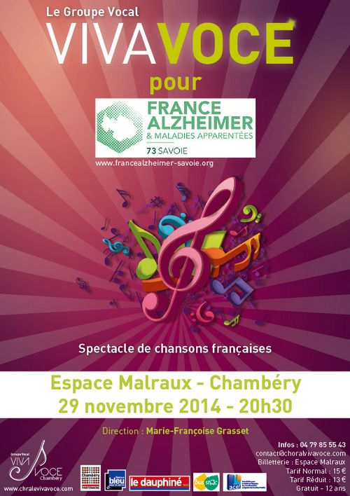 Chorale Viva Voce Chambéry - Groupe vocal choeur mixte adulte - Événements, actualités - article du blog - Spectacle pour l'association France Alzheimer Savoie.