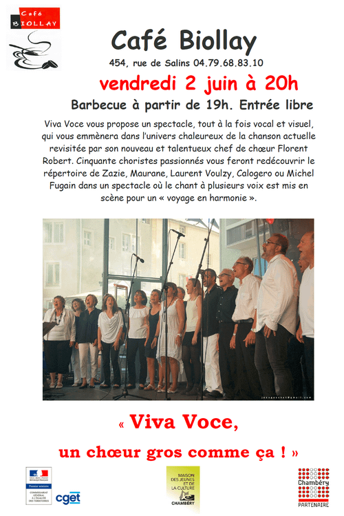 Chorale Viva Voce Chambéry - Groupe vocal choeur mixte adulte - Événements, actualités - article du blog - concert au café biollay 2 juin 2017